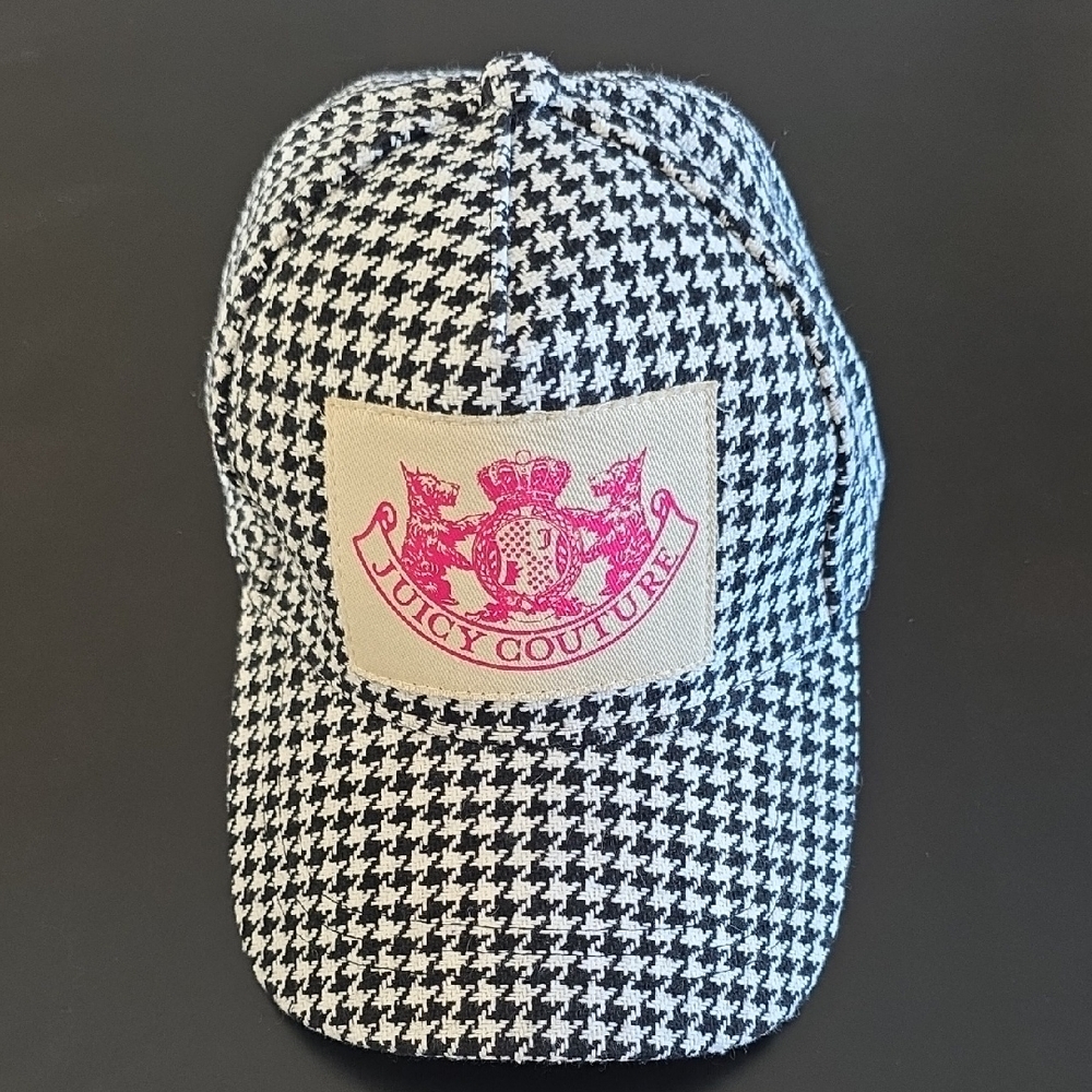 Juicy Couture Houndstooth Hat with Pink Logo